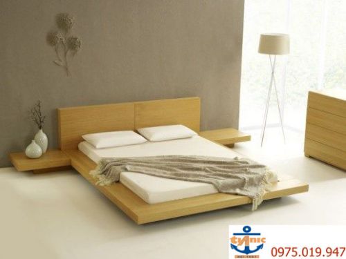 Giường Nhật Vai Thấp Gỗ Sồi Vàng