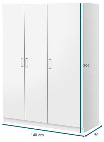 Tủ áo màu trắng 3 cánh trơn