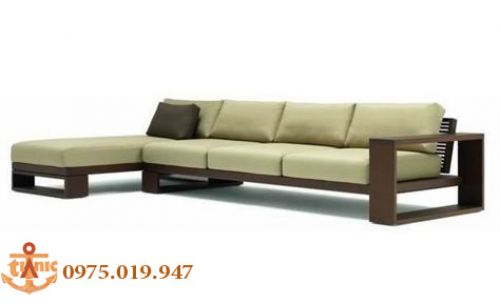 Sofa Góc Lớn Khung Ghế Gỗ - Nệm Màu Kem Hiện Đại