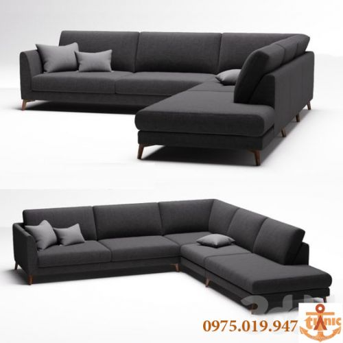 Sofa Góc Lớn Hiện Đại Cao Cấp Màu Xám Đen