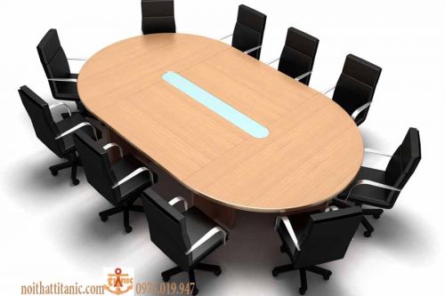 Bàn Họp Oval Sồi Vàng