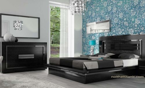 Bộ Giường Ngủ Hiện Đại Màu Đen