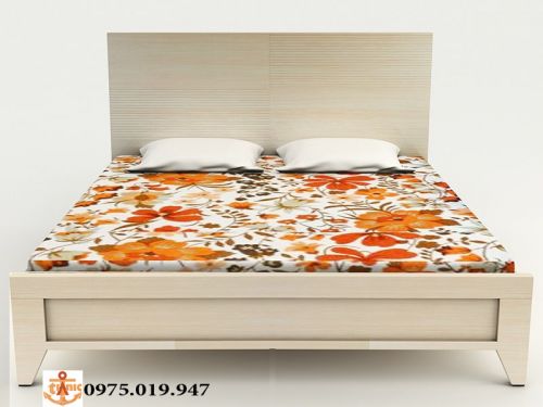 Giường Pano Đầu Vuông Kem Vân Sồi