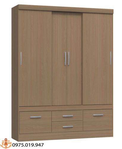 Tủ Áo Màu Nâu 4 Cánh Trơn Hiện Đại