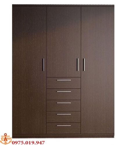 Tủ Áo Màu Nâu 3 Cánh Trơn Hiện Đại